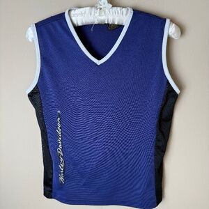 Vintage Harley Davidson Tank Top Womens Medium Purple Black Mesh Shirt V Neck